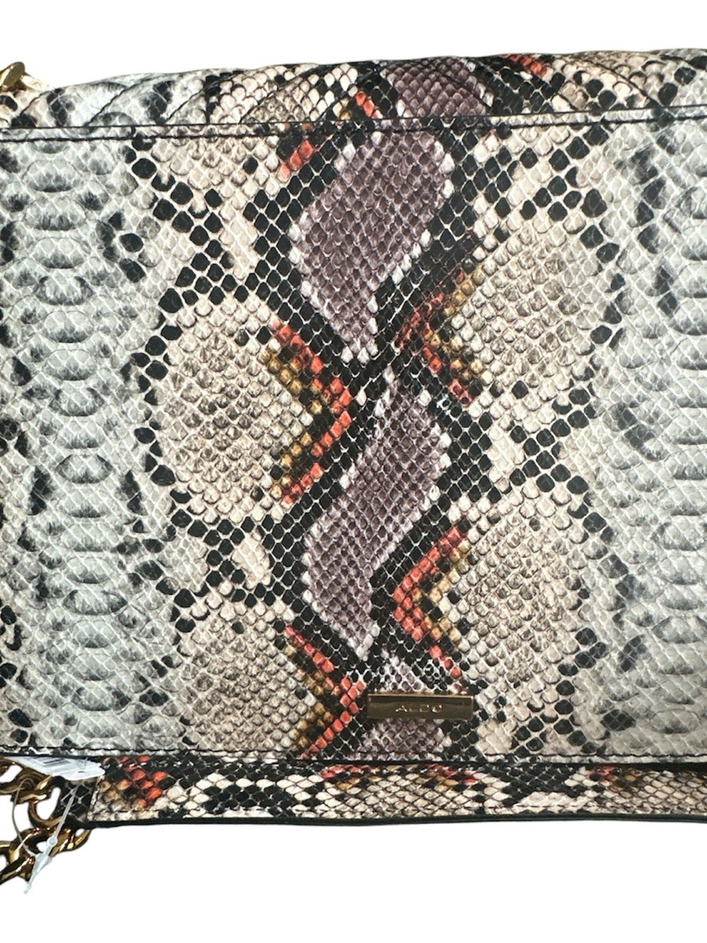 Python-Texture Chain Shoulder Bag in Neutral Multi - Picture 3 of 5
